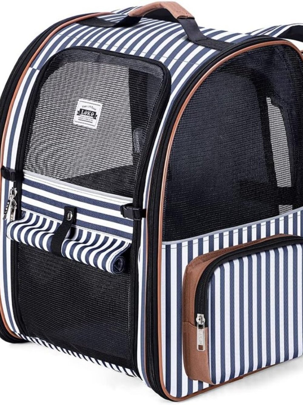 Lekebobor Large Cat Backpack Carrier Expandable Pet Carrier Backpack - Stripes
